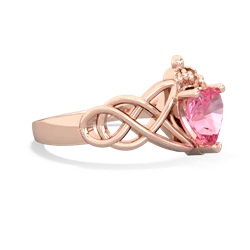 Lab Pink Sapphire Claddagh Celtic Knot 14K Rose Gold ring R2367