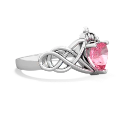 Lab Pink Sapphire Claddagh Celtic Knot 14K White Gold ring R2367