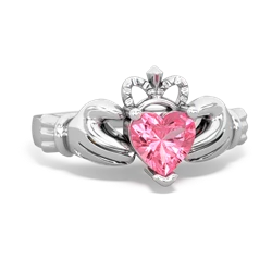 Lab Pink Sapphire Claddagh 14K White Gold ring R2370