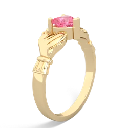 Lab Pink Sapphire Claddagh 14K Yellow Gold ring R2370