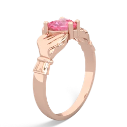 Lab Pink Sapphire Claddagh Diamond Crown 14K Rose Gold ring R2372