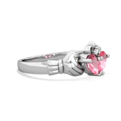 Lab Pink Sapphire 'Our Heart' Claddagh 14K White Gold ring R2388