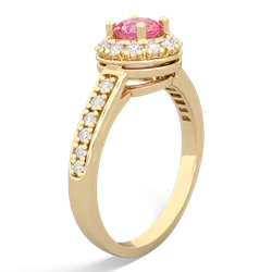 Lab Pink Sapphire Diamond Halo 14K Yellow Gold ring R5370