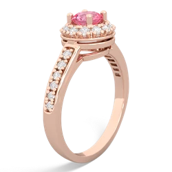 Lab Pink Sapphire Diamond Halo 14K Rose Gold ring R5370