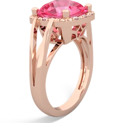 Lab Pink Sapphire Art Deco Cocktail 14K Rose Gold ring R2498
