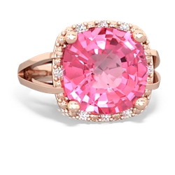 Lab Pink Sapphire Art Deco Cocktail 14K Rose Gold ring R2498