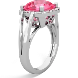 Lab Pink Sapphire Art Deco Cocktail 14K White Gold ring R2498