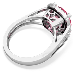 Lab Pink Sapphire Art Deco Cocktail 14K White Gold ring R2498