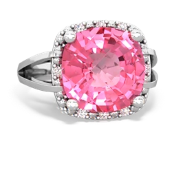 Lab Pink Sapphire Art Deco Cocktail 14K White Gold ring R2498