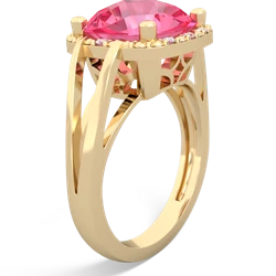 Lab Pink Sapphire Art Deco Cocktail 14K Yellow Gold ring R2498