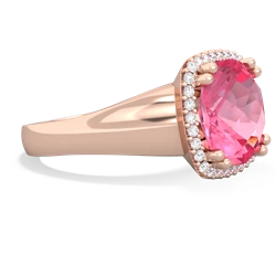 Lab Pink Sapphire Halo Cocktail 14K Rose Gold ring R2544