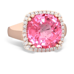 Lab Pink Sapphire Halo Cocktail 14K Rose Gold ring R2544