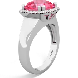 Lab Pink Sapphire Halo Cocktail 14K White Gold ring R2544