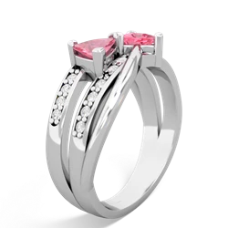 Lab Pink Sapphire Bowtie 14K White Gold ring R2360