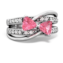 Lab Pink Sapphire Bowtie 14K White Gold ring R2360
