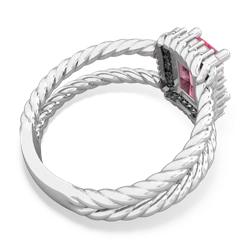 Lab Pink Sapphire Rope Split Band 14K White Gold ring R2628