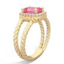 Lab Pink Sapphire Rope Split Band 14K Yellow Gold ring R2628