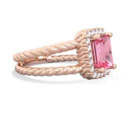 Lab Pink Sapphire Rope Split Band 14K Rose Gold ring R2628