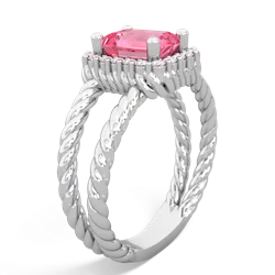 Lab Pink Sapphire Rope Split Band 14K White Gold ring R2628