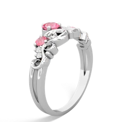 Lab Pink Sapphire Crown Keepsake 14K White Gold ring R5740