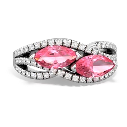 Lab Pink Sapphire Diamond Rivers 14K White Gold ring R3070