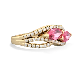 Lab Pink Sapphire Diamond Rivers 14K Yellow Gold ring R3070