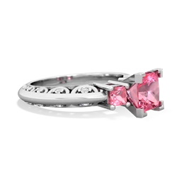 Lab Pink Sapphire Eternal Embrace Engagement 14K White Gold ring C2001