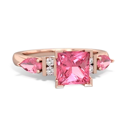 Lab Pink Sapphire 6Mm Princess Eternal Embrace Engagement 14K Rose Gold ring C2002