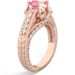 Lab Pink Sapphire Antique Style 14K Rose Gold ring R2028