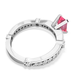 Lab Pink Sapphire Sparkling Tiara 7X5mm Emerald-Cut 14K White Gold ring R26297EM