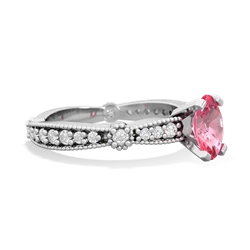 Lab Pink Sapphire Sparkling Tiara 7X5mm Oval 14K White Gold ring R26297VL