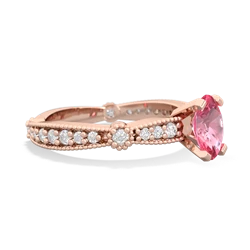 Lab Pink Sapphire Sparkling Tiara 7X5mm Oval 14K Rose Gold ring R26297VL