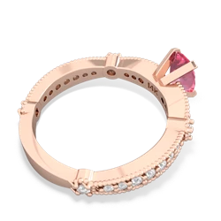 Lab Pink Sapphire Sparkling Tiara 7X5mm Oval 14K Rose Gold ring R26297VL