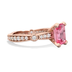 Lab Pink Sapphire Sparkling Tiara 8X6 Emerald-Cut 14K Rose Gold ring R26298EM