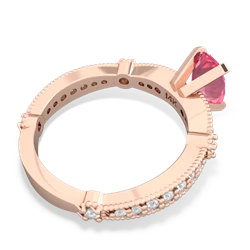 Lab Pink Sapphire Sparkling Tiara 8X6 Oval 14K Rose Gold ring R26298VL