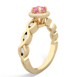 Lab Pink Sapphire Infinity Halo Engagement 14K Yellow Gold ring R26315RH