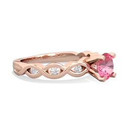 Lab Pink Sapphire Infinity 6Mm Round Engagement 14K Rose Gold ring R26316RD