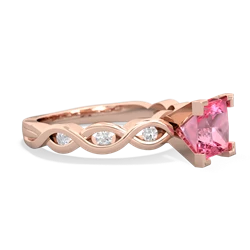 Lab Pink Sapphire Infinity 6Mm Princess Engagement 14K Rose Gold ring R26316SQ