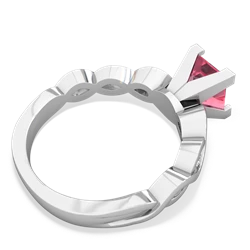 Lab Pink Sapphire Infinity 6Mm Princess Engagement 14K White Gold ring R26316SQ