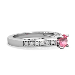 Lab Pink Sapphire Art Deco 14K White Gold ring R26355RD