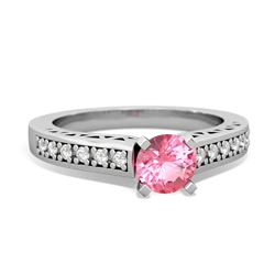 Lab Pink Sapphire Art Deco 14K White Gold ring R26355RD
