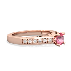 Lab Pink Sapphire Art Deco Engagement 5Mm Round 14K Rose Gold ring R26355RD