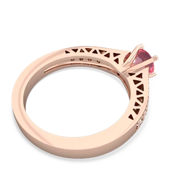 Lab Pink Sapphire Art Deco Engagement 5Mm Round 14K Rose Gold ring R26355RD