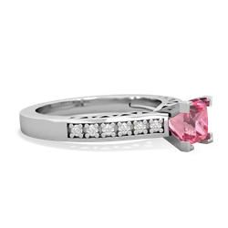 Lab Pink Sapphire Art Deco Engagement 5Mm Square 14K White Gold ring R26355SQ