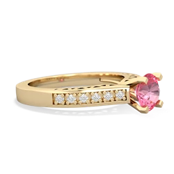 Lab Pink Sapphire Art Deco Engagement 6Mm Round 14K Yellow Gold ring R26356RD