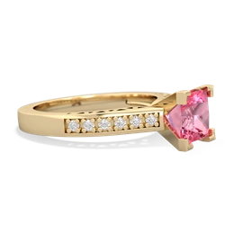 Lab Pink Sapphire Art Deco Engagement 6Mm Princess 14K Yellow Gold ring R26356SQ