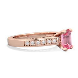 Lab Pink Sapphire Art Deco Engagement 7X5mm Emerald-Cut 14K Rose Gold ring R26357EM