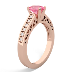 Lab Pink Sapphire Art Deco Engagement 7X5mm Oval 14K Rose Gold ring R26357VL