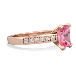 Lab Pink Sapphire Art Deco Engagement 8X6mm Emerald-Cut 14K Rose Gold ring R26358EM