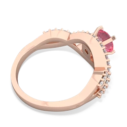 Lab Pink Sapphire Diamond Twist 6Mm Round Engagment  14K Rose Gold ring R26406RD